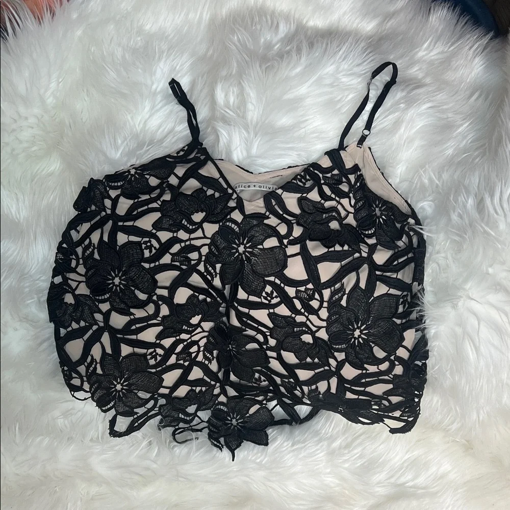 Alice + Olivia Black Floral Lace Camisole - Picture 1 of 4
